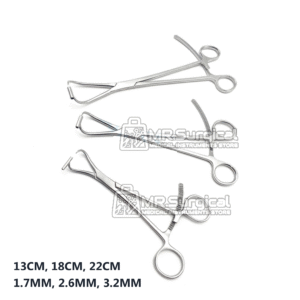 Bone Reduction Forceps with K-Wire Guide – 13cm, 18cm, 22cm | Set of 3 Pcs